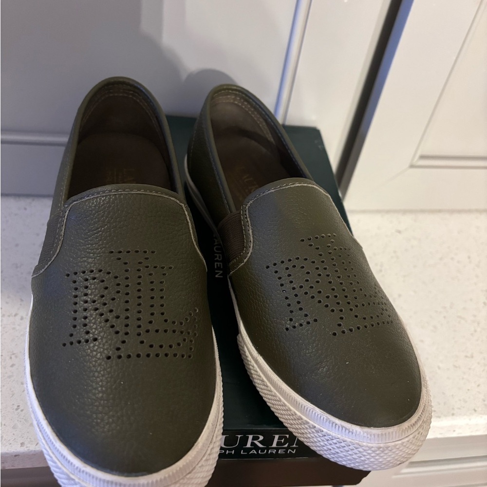 Ralph Lauren Jarrett Olive Green Slip-On Sneakers